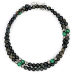 Aerosmith Blue Tiger Eye And Malachite Double Wrap Bracelet - Rocktonica Mens Jewellery London